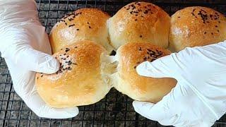 免揉主食面包 只需三步柔软又拉丝No knead Dinner rolls, Only 3 steps.