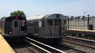 NYC Subway HD 60fps: Kawasaki R160B Alstom & Siemens Q Trains @ Neck Road & Avenue U (6/26/16)