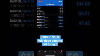 Live Trading NAS100 | Small Account Flip |$100 To $650 | Full Video Uploading Today