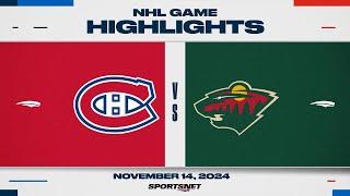 NHL Highlights | Wild vs. Canadiens - November 14, 2024