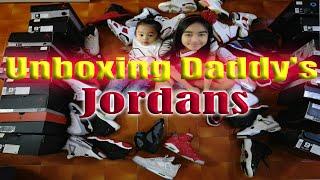 Unboxing Daddy's Jordan's Collection worth €4000 |review of a 10yr old girl |Kids Shoe Collection