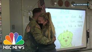 Soldier Surprises Sister While Teaching In Her First-Grade Classroom