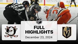 NHL Highlights | Ducks vs. Golden Knights | December 23, 2024