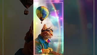 "Curious Cat's Balloon Adventure: A Sky-High Journey Full of Surprises!" #cat #funny #animalstories
