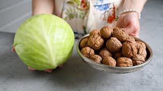 Cabbage with walnuts tastes better than meat! Healthy, simple and very tasty recipe!