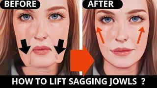  AGE 35+, 40+ | FACE LIFTING EXERCISES FOR JOWLS and SAGGY SKIN !| LAUGH LINES, LIFT SAGGY CHEEKS