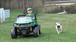 LITTLE BOY LOVES JOHN DEERE GATOR