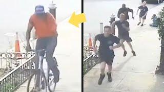 Brute On Bike Punches 60-Year-Old Woman, 4 Firefighters Make Him Regret It