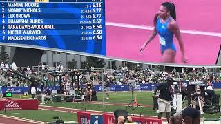 Tara Davis-Woodhall, 2024 U.S. Olympic Trials Women’s Long Jump Champion, early foul