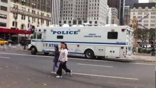 NYPD MOBILE SPECIAL OPERATIONS COMMAND CENTER UNIT ON E 60TH ST & 5TH AVE DURING HURRICANE SANDY.