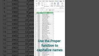 Excel - Use Proper function to Capitalize Names #excel #exceltips #data #exam #college #school
