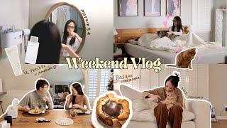 1月加州weekend vlog｜溫暖の宅家充電週末聯名保養品完整介紹‍、烤巴斯克蛋糕！打掃、幫貓咪剪指甲、逛Trader Joes