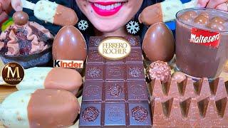 ASMR MUKBANG, CHOCOLATE DESSERT, ICE CREAM MAGNUM, KINDER SURPRISE EGG, MILK MALTESERS Eating Sounds