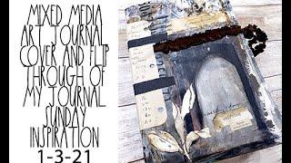 Mixed media art journal cover and flip through Sunday inspiration 1 3 21