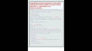 Legal Ethics practice questions nclex style Test #4 2023 WITH COMPLETE SOLUTIONS GRADED A+ PROVIDES