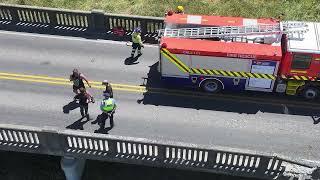 BREAKING NEWS :  Ashley Bridge Crash - Tractor v ute   by Drone