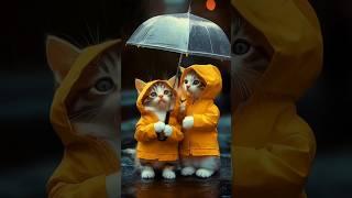 ️ Cute Cats in the Rain Wearing Adorable Raincoats – Meow Meow Sad Song 