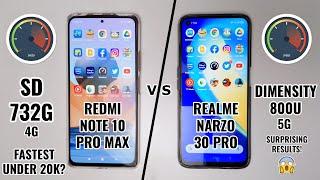 Redmi Note 10 Pro Max vs Realme Narzo 30 Pro Speedtest Comparison! SD 732G vs Dimensity 800U 