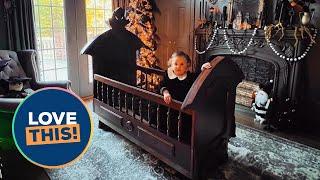 "Goth baby" dubbed mini Wednesday Addams | SWNS