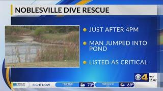 Man in critical condition after being recovered from retention pond in Noblesville