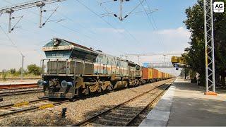 Superb Honking Angry SGUJ WDG-4 with Heavy BLC Container Freight skips HWT | North Western Railway