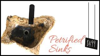 Petrified natural wood vessel sink for Rustic Bathrooms | Rustic Furniture Outlet