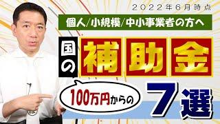 【最新版：国の補助金７選】個人・小規模 / 100万円から / IT補助 / ものづくり補助 / 持続化補助 / 人材確保等助成 / 産業雇用安定助成 等〈22年6月時点〉