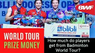 How much prize money do badminton players get in tournaments?