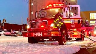  FOAM OPERATIONS  FDNY Queens 5th Alarm 10-86 Box 6066 Fire was Throughout a 2 Story Tire Shop