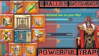 Lords mobile: POWERFUL RALLY TRAP VS 8 RALLIES BACK TO BACK! MAXED ACCOUNTS Ax7 C.X HORROR SHOW