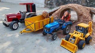 diy mini tractor trolley Sonalika 60 d JCB machine lion animal rc tractor toy model | Fast unboxing