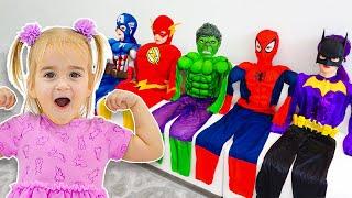 Alice has fun day with Superheroes and other kids stories