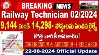 Railway Technician 02/2024 vacancies Increase Update for all aspirants by SRINIVASMech