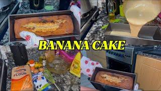 Banana cake baking for the first time went wrong