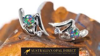 Gold Earrings, Green Earrings, Opal Stud Earrings - Australian Opal Direct | Worldwide Shipping