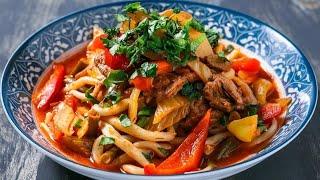 ЛАГМАН. Домашний лагман. Густой, вкусный суп. Узбекская кухня.