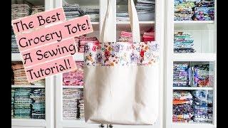 My favorite grocery tote! A FREE easy sewing tutorial!