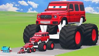 Big & Small Red Vizor Monster Truck VS Thomas The Tank Engine | BeamNG.drive