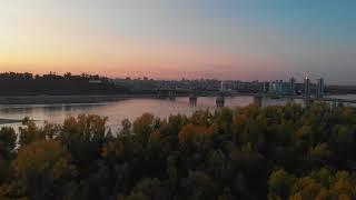 Aerial view to Barnaul city.