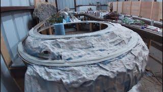 Train layout:building a mountain base from cardboard to hardened shell