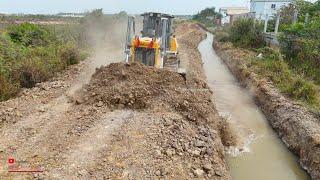 Perfect Jobs!! Safety Clearing Road And Trimming Land On Road With LIUGONG Dozer Skills Pushing Soil