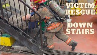 Firefighter Victim Rescue Down Stairs