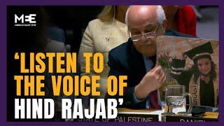 Palestinian envoy plays audio recording of Hind Rajab before Israeli forces killed her