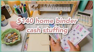 $140 home binder cash stuffing | stuffing completed mini savings challenges | budgetwithamanda