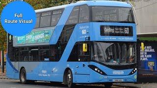 NCT Sky Blue Line 60 Full Route Visual- City, Queen Street to Gedling, Chase Farm