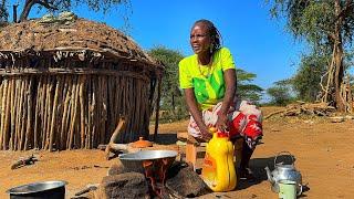 African village life #cooking  village food Black Butter Beans and Rice