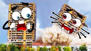 Destroy Buildings From a Doodle Perspective - Satisfying Video Destroys Everything | Woa Doodland