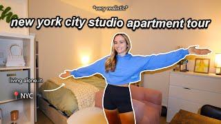 my NYC studio apartment tour | $3,000 in Manhattan | *living alone* in 400 sq ft