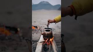 A cup of tea and a sunset in sarfaranga cold desert,Skardu #asmr