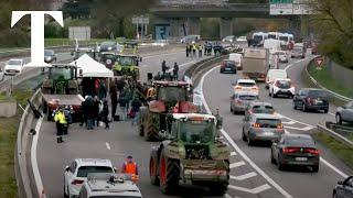 LIVE: French farmers block road near Paris with tractors